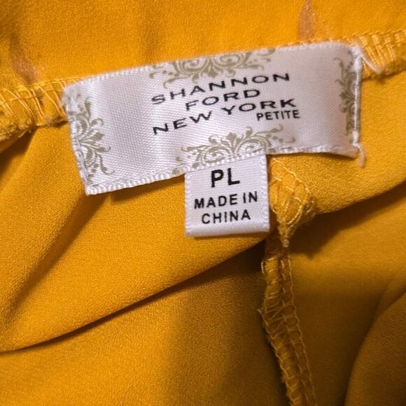 Shannon Ford Petite Metallic Dot Tunic Blouse Mustard Yellow 3/4 Sleeve Sz PL - Picture 5 of 7